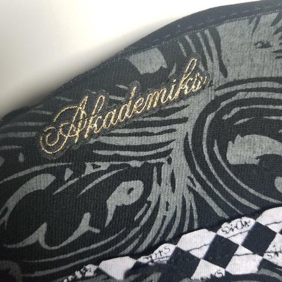 Akademiks Men's Black Graphic Goth Punk Streetwear Polo Shirt Sz XL - Picture 3 of 11